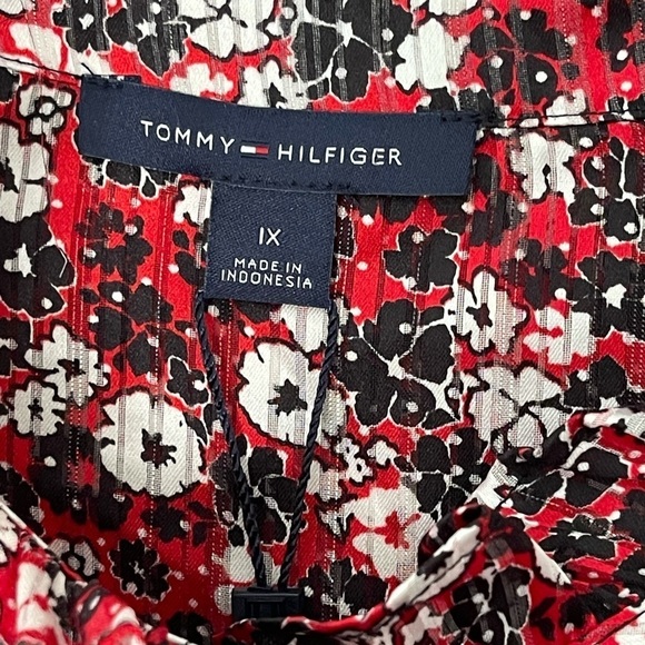 Tommy Hilfiger floral cuff sleeves ruffled collar button up shirt plus size - Picture 6 of 10
